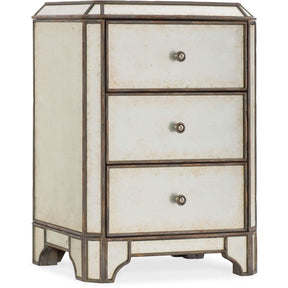 Arabella Mirrored Three-Drawer Nightstand Eglomise – Hooker Furniture