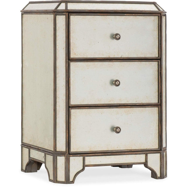 Arabella Mirrored Three - Drawer Nightstand | Hooker - 1610 - 90116 - EGLO - Home Elegance USA - 1