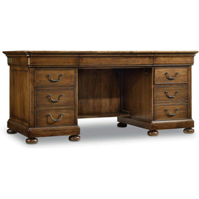 Archivist Executive Desk in Pecky Pecan Veneer Dark Wood - Hooker Furniture