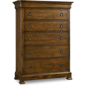 Hooker Furniture Archivist Six-Drawer Chest – Traditional Bedroom Highboy in Soft Casual Pecan