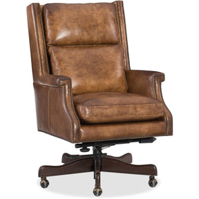 Beckett Executive Swivel Tilt Chair – Checkmate Pawn Leather with Natchez Brown Base - Hooker Furniture