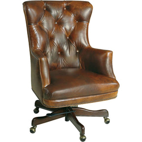Bradley Executive Swivel Tilt Chair – Parthenon Temple Leather Dark Walnut – Hooker Furniture