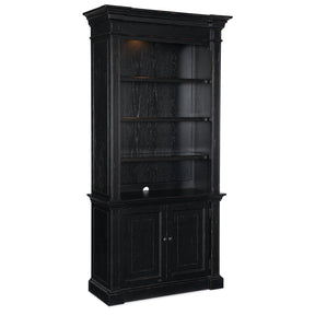 Bristowe Bookcase in Pecan Veneers Tuxedo Black Finish – Hooker Furniture