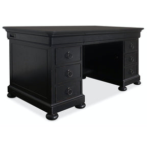 Junior Executive Desk Bristowe Pecan Veneer Tuxedo Black - Hooker Furniture