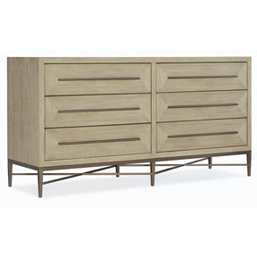 Cascade Six-Drawer Dresser Terrain Oak Veneer & Metal – Hooker Furniture