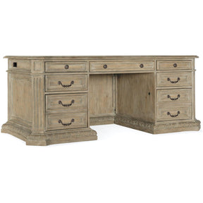 Hooker Furniture Castella Executive Desk – Antique Slate Wood with Leather Writing Surface