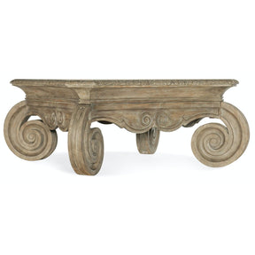 Hooker Furniture Castella Square Cocktail Table – Antique Slate Finish, Carved Scroll Legs, Traditional Elegance