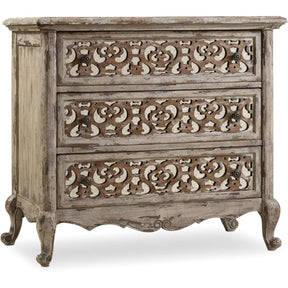 Chatelet 3-Drawer Fretwork Nightstand with Integrated Power | Hooker Furniture