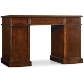 Cherry Knee-Hole Desk-Bow Front Leather Top Cherry Finish - Hooker Furniture