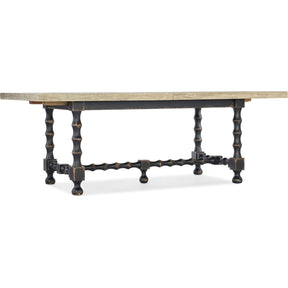 Ciao Bella 120-Inch Trestle Dining Table in Flaky White & Black Finish – Hooker Furniture