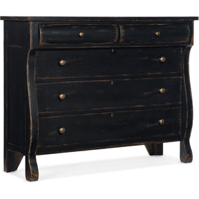 Ciao Bella Five-Drawer Bureau in Distressed Black – Hooker Furniture