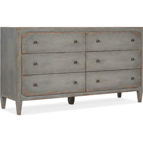Ciao Bella 6-Drawer Dresser in Speckled Gray or Black | Hooker Furniture