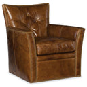 Hooker Furniture Conner Swivel Club Chair – Traditional Living Room Chair in Heavy Metal Gamma Leather
