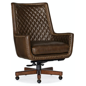 Kent Executive Swivel Tilt Chair – Valencia Arroz Leather with Quilted Back - Hooker Furniture