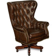 Erin Executive Swivel Tilt Chair – Sedona Grand Piano Leather with Myrtle Burl Finish - Hooker Furniture