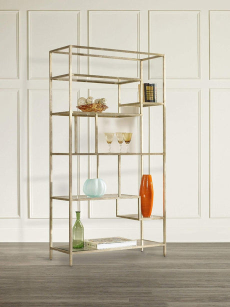 Melange Etagere Glass Shelves Champagne Gold Finish – Hooker Furniture