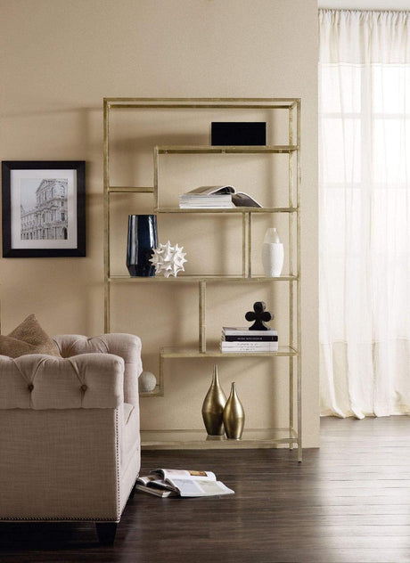 Melange Etagere Glass Shelves Champagne Gold Finish – Hooker Furniture