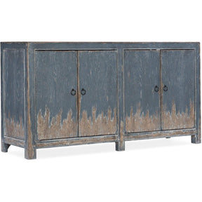 Boheme Four Door Media Console in Antique Blue Oak – Hooker Furniture