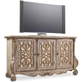 Chatelet Entertainment Console in Caramel Froth & Paris Vintage – Hooker Furniture