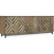 Four-Door Entertainment Console in Medium Wood & German Silver – Hooker Furniture