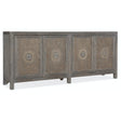Melange Emmett Entertainment Console in Gray and Cane Finish – Hooker Furniture
