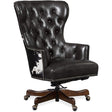 Katherine Executive Swivel Tilt Chair – Legendary Graphite Leather with Black & White Hair-on-Hide - Hooker Furniture