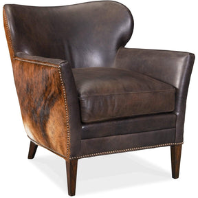 Kato Leather Club Chair with Dark Hair-on-Hide and Debonair Espresso Aniline Leather | Hooker