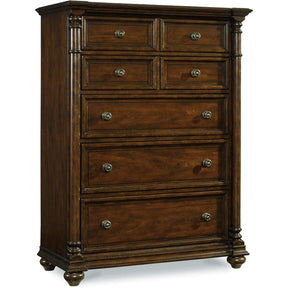 Leesburg Five Drawer Chest Rich Mahogany Bedroom Storage | Hooker