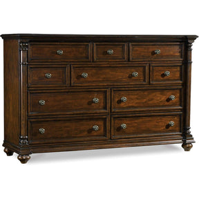 Leesburg Ten-Drawer Dresser Rich Mahogany Veneer – Hooker Furniture