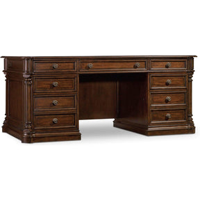 Leesburg Executive Desk Mahogany Veneer Rich Traditional Finish - Hooker Furniture
