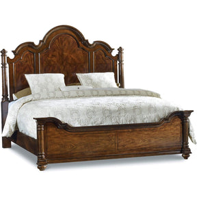 Leesburg Mahogany Poster Bed with Cathedral and Swirl Veneers | Hooker Furniture