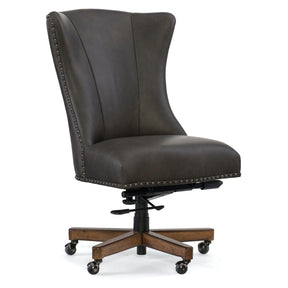 Lynn Executive Swivel Tilt Chair – Caruso Naples Leather with Chestnut Base - Hooker Furniture