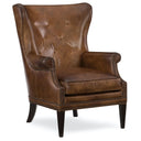 Maya Wing Club Chair in Aniline Top-Grain Leather with Nailhead Trim | Hooker Furniture