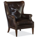 Maya Wing Club Chair in Aniline Top-Grain Leather with Nailhead Trim | Hooker Furniture