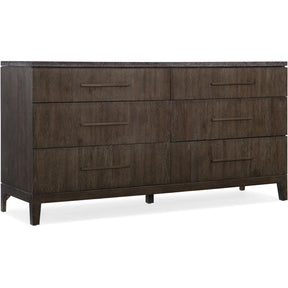 Miramar Raphael Stone-Top Dresser 6-Drawer in Arabica Oak – Hooker Furniture