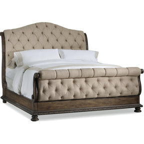 Hooker Furniture Rhapsody King Tufted Bed – Aurora Ecru Fabric, Traditional Elegance