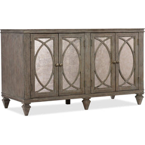 Rustic Glam Credenza with Eglomise Accents in Light Wood – Hooker Furniture