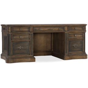 Executive Desk St. Hedwig White Oak Saddle Brown/Black - Hooker Furniture