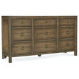 Sundance Nine-Drawer Dresser Pecan Veneers Cliffside Finish – Hooker Furniture
