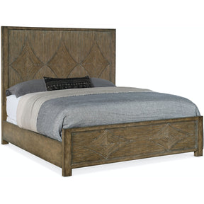 Sundance Panel Bed with Carved Reeded Diamond Motif in Cliffside Brown | Hooker Furniture