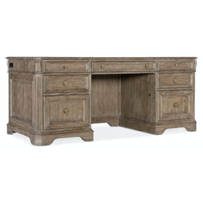 Sutter Executive Desk Cathedral Oak Veneer Claro Finish - Hooker Furniture
