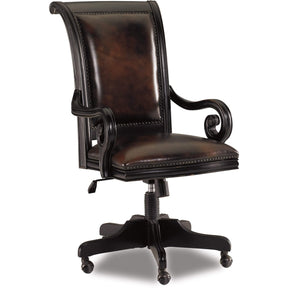 Telluride Tilt Swivel Chair Leather in Black Cherry Veneer – Hooker Furniture
