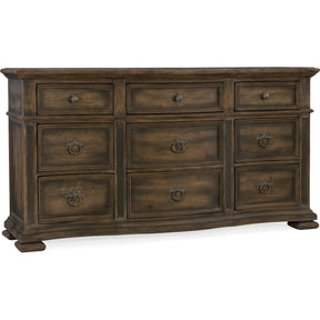 Williamson Nine-Drawer Dresser White Oak & Walnut Veneers in Anthracite Black – Hooker Furniture