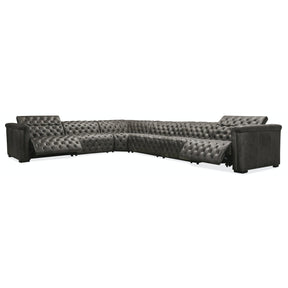 Hooker Furniture Savion Grandier 6-Piece Power Reclining Sectional – Bellagio Gravel Leather