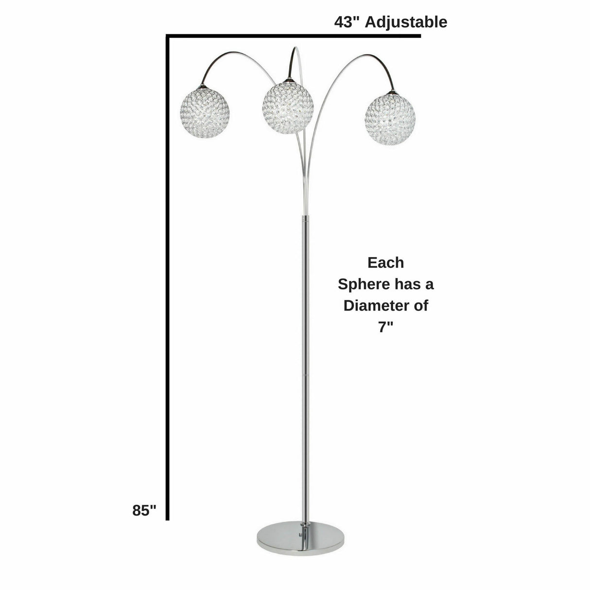 Horizontal Crystal Spheres Floor Lamp // 3 Light - Home Elegance USA