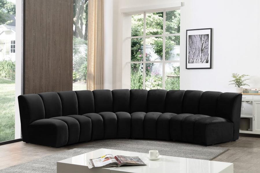 Meridian Furniture - Infinity Modular 4 Piece Sectional In Black - 638Black-4Pc