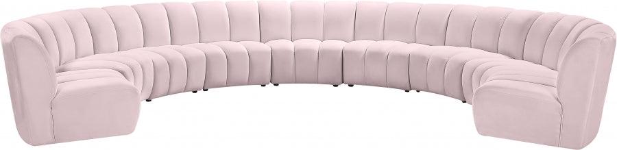 Infinity Modular Backing Infinity Modular 9 Piece Sectional In Pink Velvet | Meridian Furniture ...