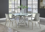 Irene Round Glass Top Dining Table By Coaster Furniture - Chrome - Home Elegance USA