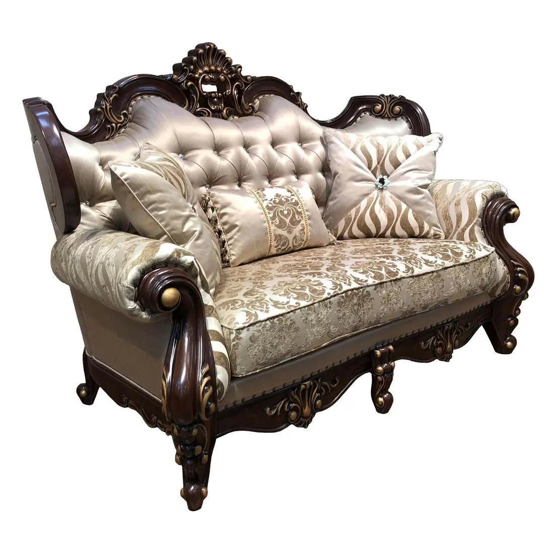 Jade Traditional Sofa and Loveseat in Cherry Wood Finish by Cosmos Furniture Cosmos Furniture