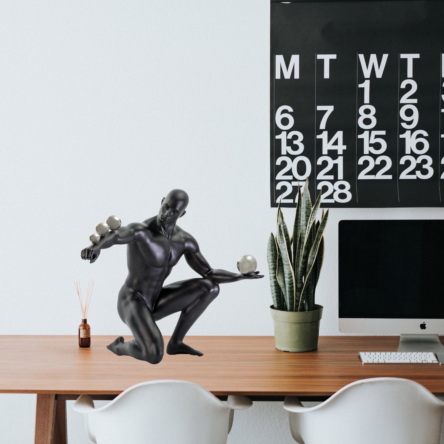 Jean Sculpture // Matte Black and Steel - Home Elegance USA